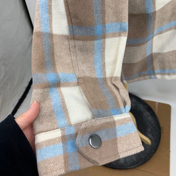 HFX Shirt Jacket Womens XXL 2XL Wool Blend Flannel Check Snap Button Shacket - Picture 5 of 16